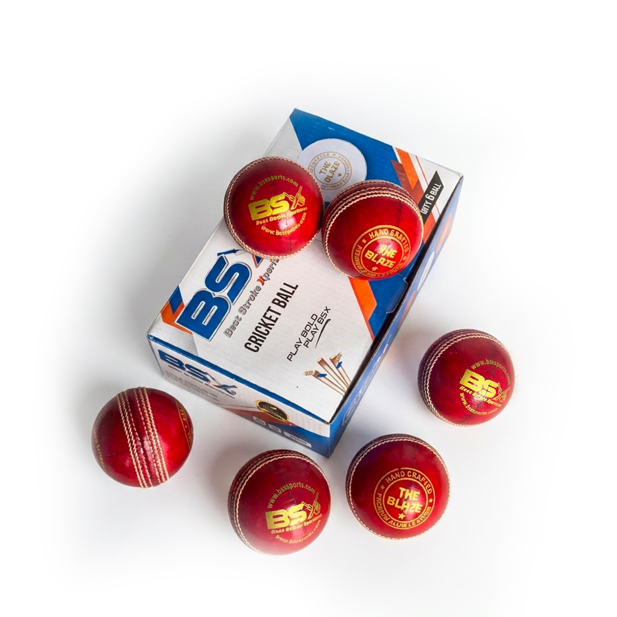 4 Piece Leather Cricket Ball - The Blaze Red (Box of 6 balls)